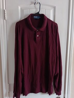Polo Ralph Lauren Vintage 90s Maroon Long Sleeve Polo Shirt Mens XL Classic Fit